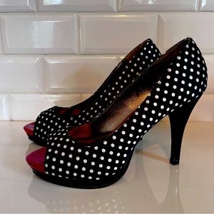Rampage Polka Dot Platform Heels size 9.5